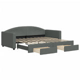 Daybed with Trundle&Drawers without Mattress Dark Grey 90x190 cm - Front View