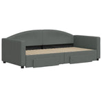 Daybed with Trundle&Drawers without Mattress Dark Grey 90x190 cm