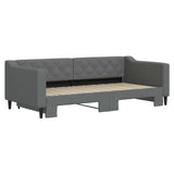 Daybed with Trundle without Mattress Dark Grey 90x190 cm - Side View
