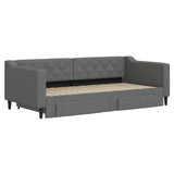 Daybed with Trundle&Drawers without Mattress Dark Grey 90x190 cm - Side View