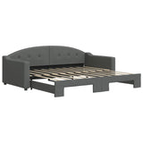 Daybed with Trundle without Mattress Dark Grey 90x190 cm - Front View