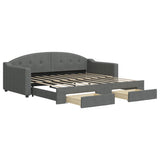Daybed with Trundle&Drawers without Mattress Dark Grey 90x190 cm
