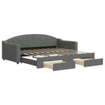 Daybed with Trundle&Drawers without Mattress Dark Grey 90x190 cm