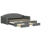 Daybed with Trundle&Drawers without Mattress Dark Grey 90x190 cm - Front View