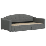 Daybed with Trundle&Drawers without Mattress Dark Grey 90x190 cm - Side View