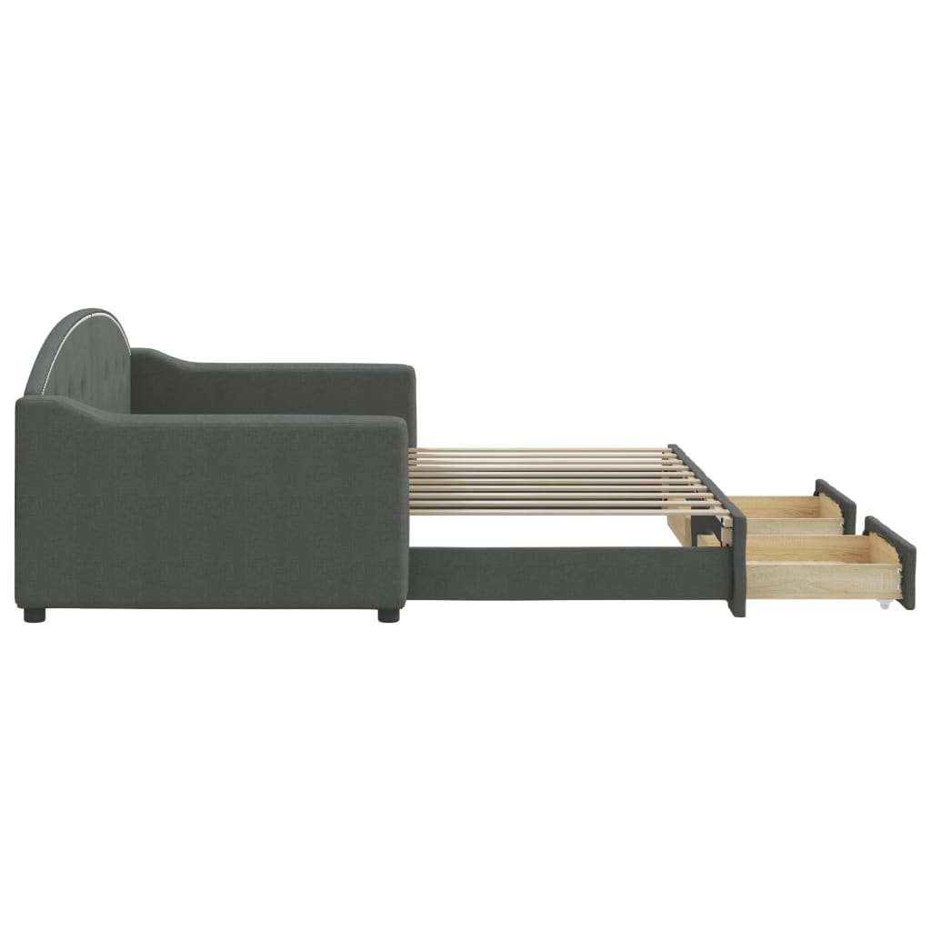 Daybed with Trundle&Drawers without Mattress Dark Grey 90x190 cm