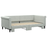 Daybed with Trundle without Mattress Light Grey 90x190 cm - Side View