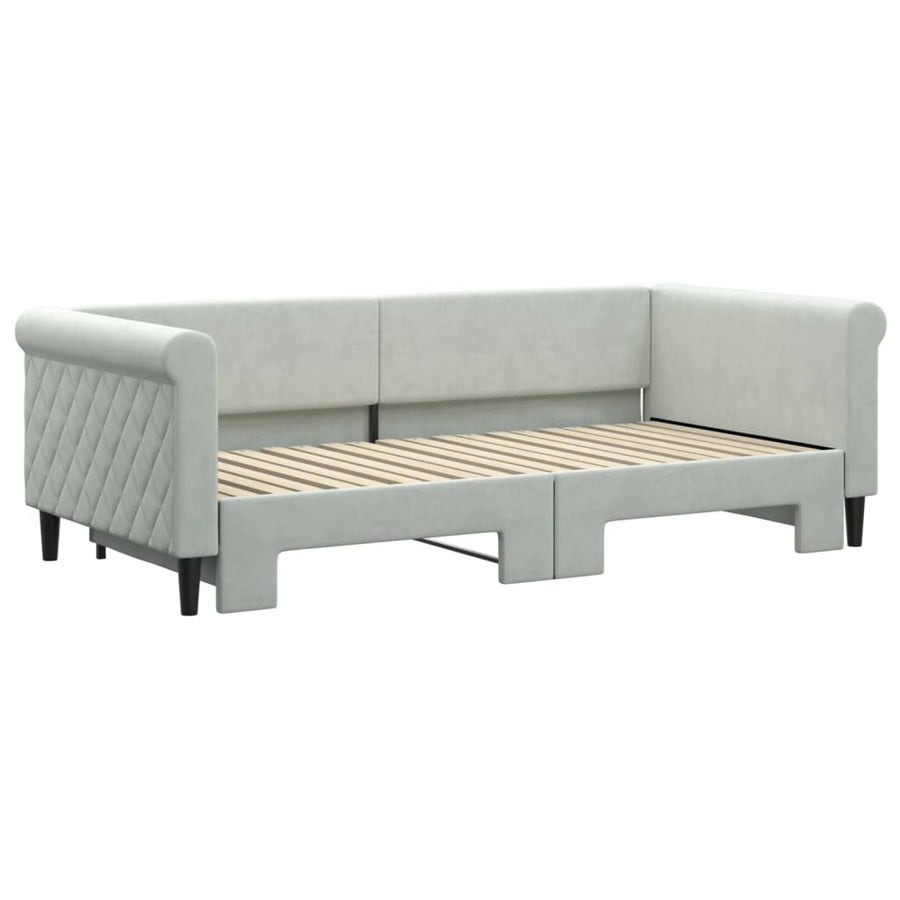Daybed with Trundle without Mattress Light Grey 90x190 cm