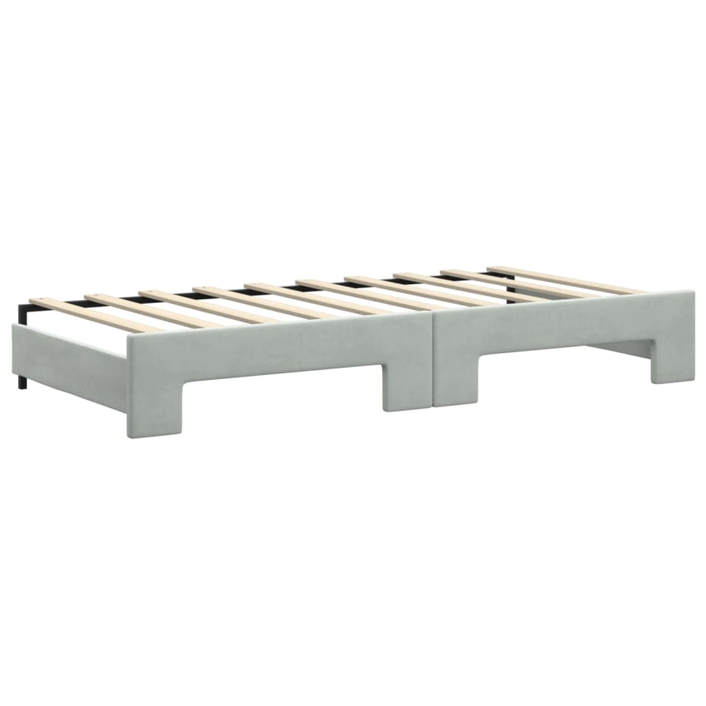 Daybed with Trundle without Mattress Light Grey 90x190 cm