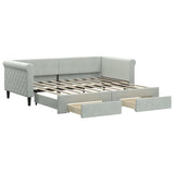 Daybed with Trundle&Drawers without Mattress Light Grey 90x190 cm
