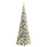 Artificial Christmas Tree Pop-up Flocked Snow 100 LEDs 150 cm - 45-Degree Angle