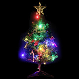 Mini Artificial Pre-lit Christmas Tree with 20 LEDs Green 45 cm - Front View