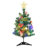 Mini Artificial Pre-lit Christmas Tree with 20 LEDs Green 45 cm - Top-Down View