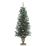 Artificial Christmas Trees 2 pcs 100 LEDs Green and White 120 cm - Top-Down View