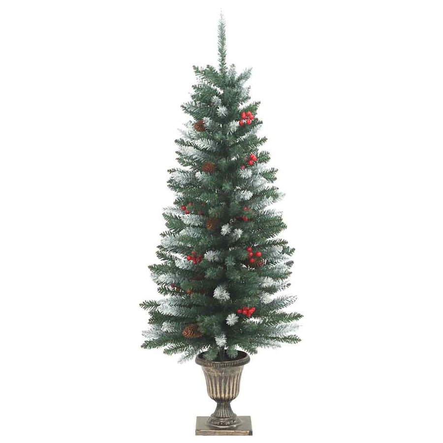 Artificial Christmas Trees 2 pcs 100 LEDs Green and White 120 cm