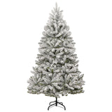 Artificial Hinged Christmas Tree with Flocked Snow 210 cm - Front View