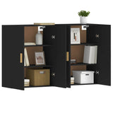 Wall Mounted Cabinets 2 pcs Black Engineered Wood - Top-Down View
