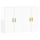 Wall Mounted Cabinets 2 pcs High Gloss White Engineered Wood