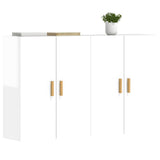Wall Mounted Cabinets 2 pcs High Gloss White Engineered Wood - Side View