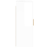 Wall Mounted Cabinets 2 pcs High Gloss White Engineered Wood - Low Angle
