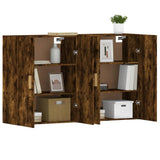 Wall Mounted Cabinets 2 pcs Smoked Oak Engineered Wood - Top-Down View