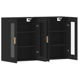 Wall Mounted Cabinets 2 pcs Black Engineered Wood - 45-Degree Angle