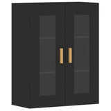 Wall Mounted Cabinets 2 pcs Black Engineered Wood - Rear View