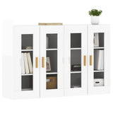 Wall Mounted Cabinets 2 pcs High Gloss White Engineered Wood - Side View