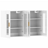 Wall Mounted Cabinets 2 pcs High Gloss White Engineered Wood - 45-Degree Angle
