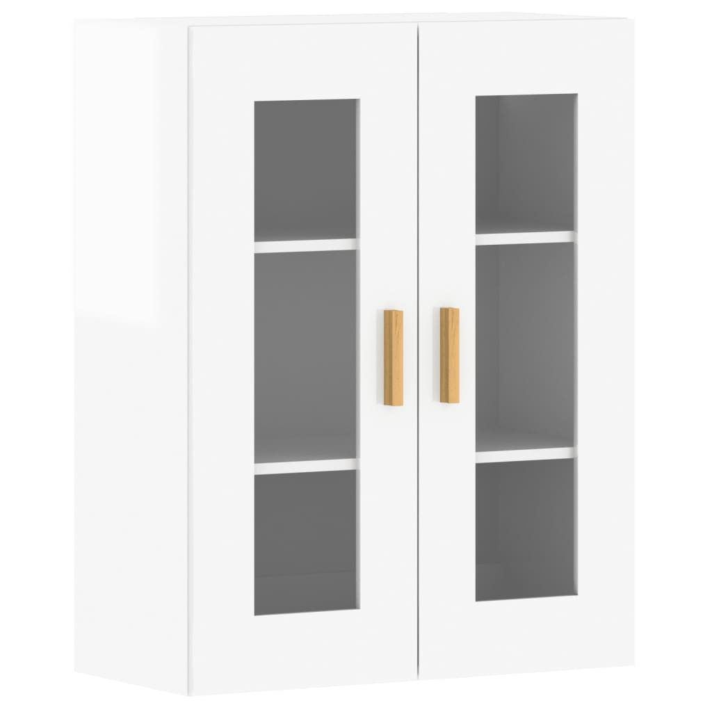 Wall Mounted Cabinets 2 pcs High Gloss White Engineered Wood