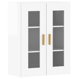 Wall Mounted Cabinets 2 pcs High Gloss White Engineered Wood