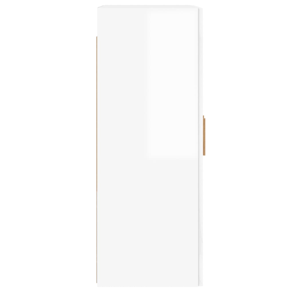 Wall Mounted Cabinets 2 pcs High Gloss White Engineered Wood