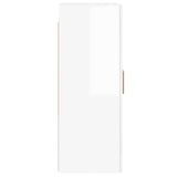Wall Mounted Cabinets 2 pcs High Gloss White Engineered Wood - Low Angle