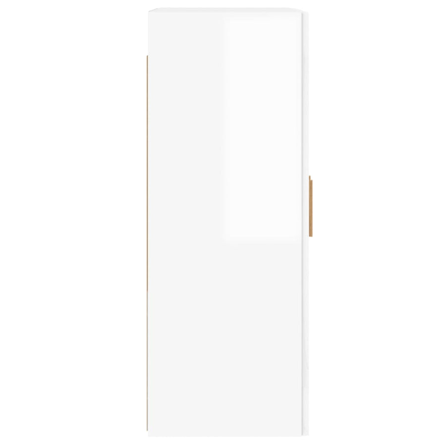 Wall Mounted Cabinets 2 pcs High Gloss White Engineered Wood