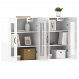 Wall Mounted Cabinets 2 pcs High Gloss White Engineered Wood - Top-Down View