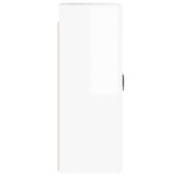 Wall Mounted Cabinets 2 pcs High Gloss White Engineered Wood - Low Angle