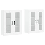 Wall Mounted Cabinets 2 pcs White Engineered Wood - Front View