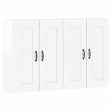Wall Mounted Cabinets 2 pcs High Gloss White Engineered Wood - Front View