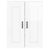 Wall Mounted Cabinets 2 pcs High Gloss White Engineered Wood - Close-Up Angle