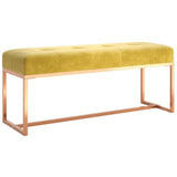Bench Mustard Yellow 110x36x45 cm Velvet - Front View