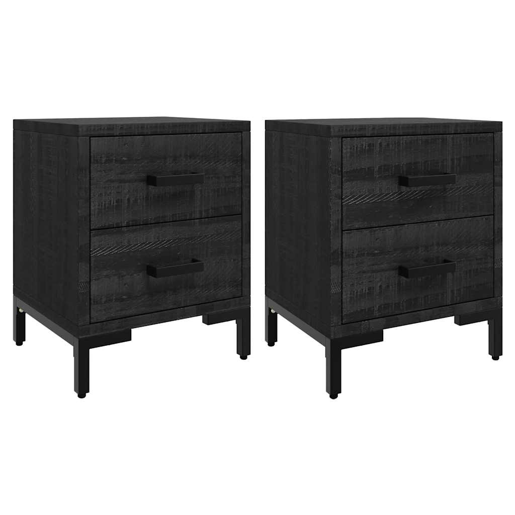 Bedside Cabinets 2 pcs Black 36x30x45 cm Solid Wood Pine