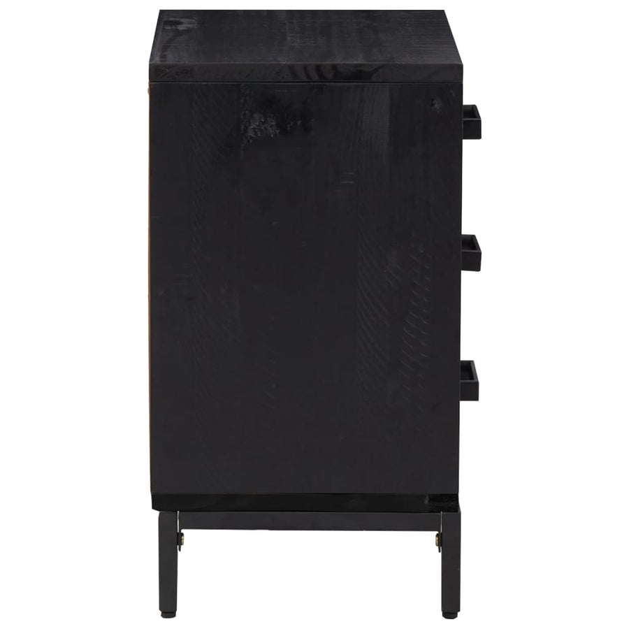 Bedside Cabinets 2 pcs Black 40x30x55 cm Solid Wood Pine