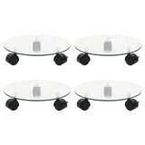 Plant Rollers 4 pcs 28 cm Tempered Glass Round