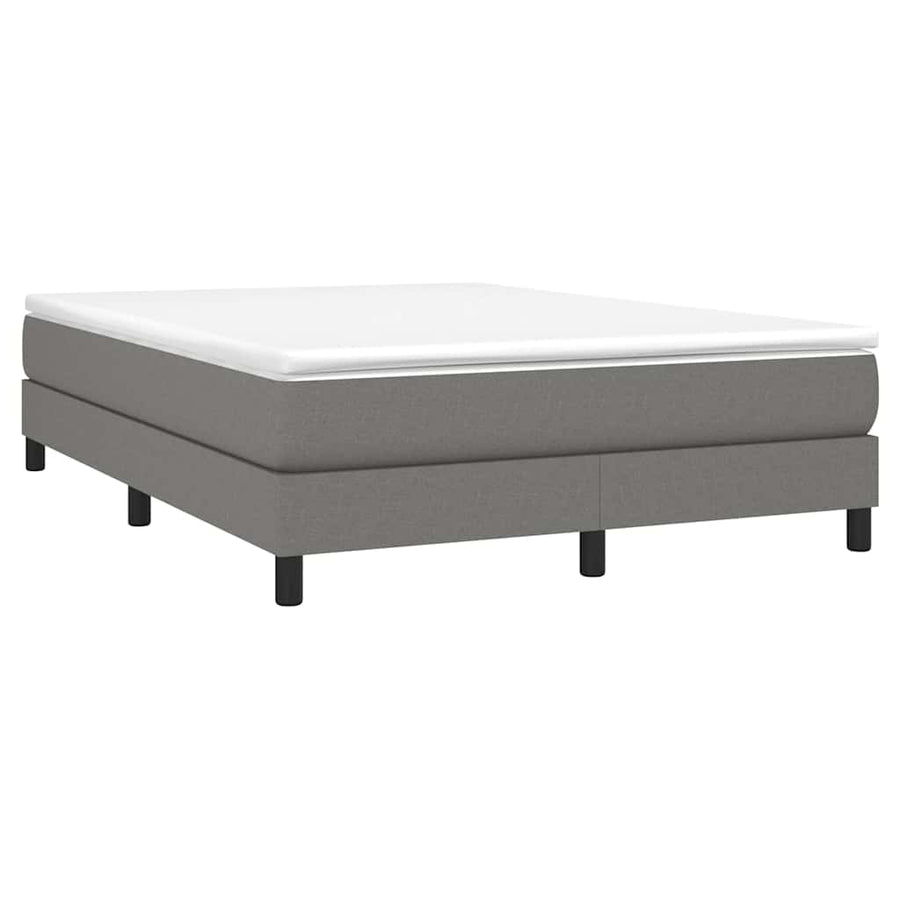 Box Spring Bed with Mattress Dark Grey 137x190 cm Full Fabric