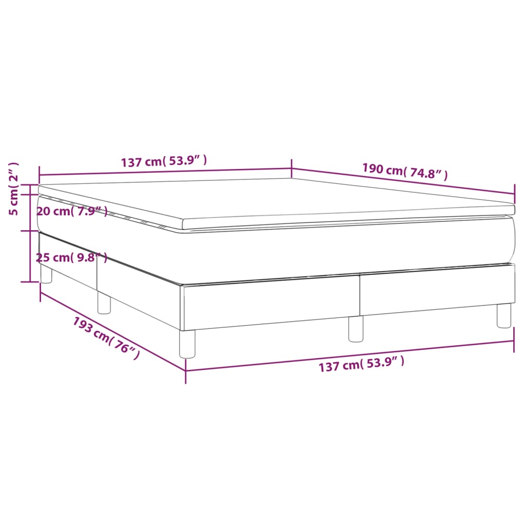Box Spring Bed with Mattress Dark Grey 137x190 cm Fabric