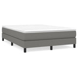 Box Spring Bed with Mattress Dark Grey 153x203 cm Queen Size Fabric - Front View