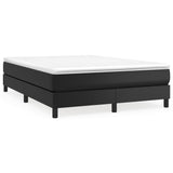 Box Spring Bed with Mattress Black 137x190 cm Faux Leather - Front View
