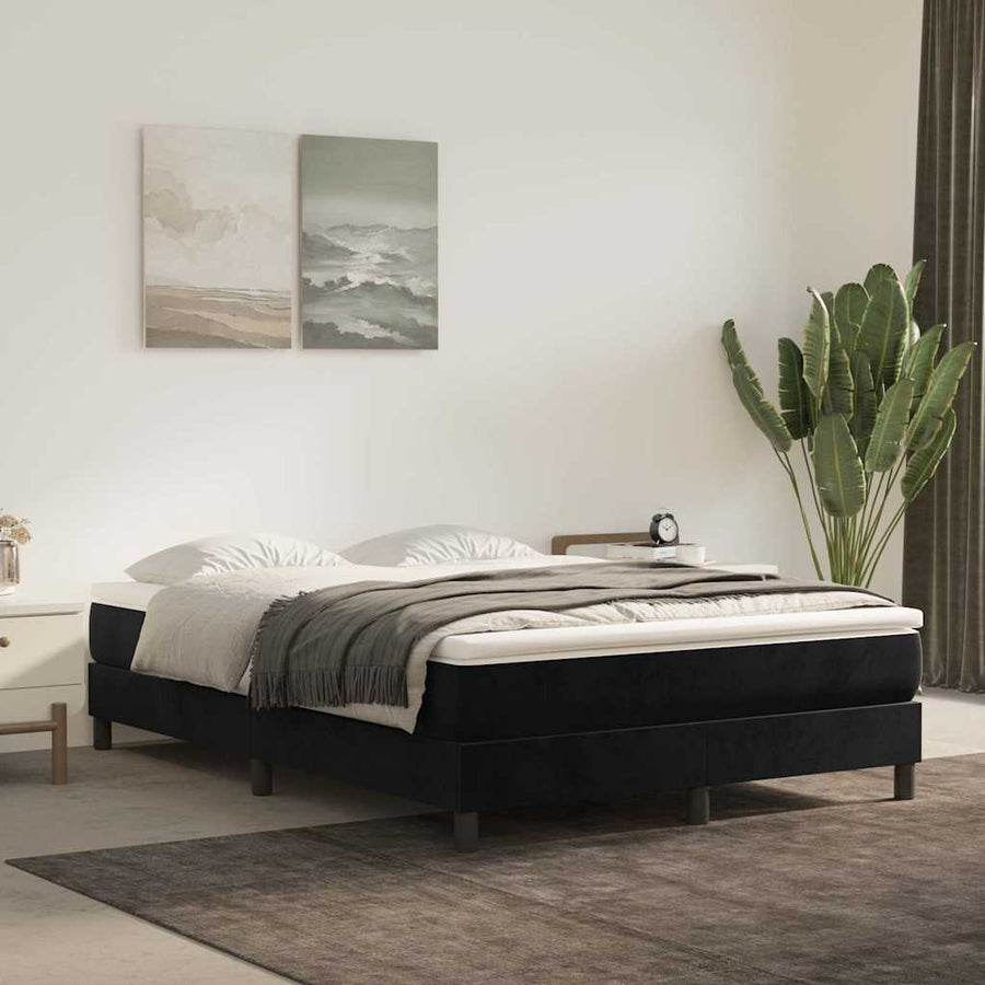 Box Spring Bed with Mattress Black 137x190 cm Full Velvet