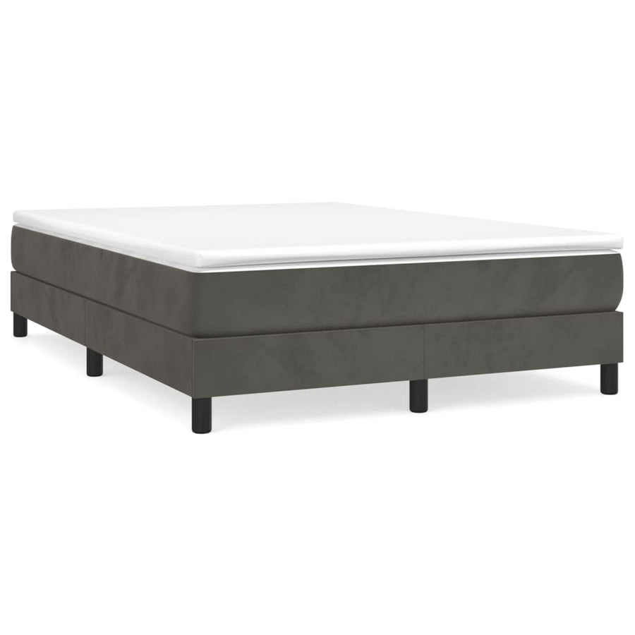 Box Spring Bed with Mattress Dark Grey 152x203 cm Queen Velvet