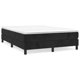 Box Spring Bed with Mattress Black 153x203 cm Queen Size Velvet - Front View